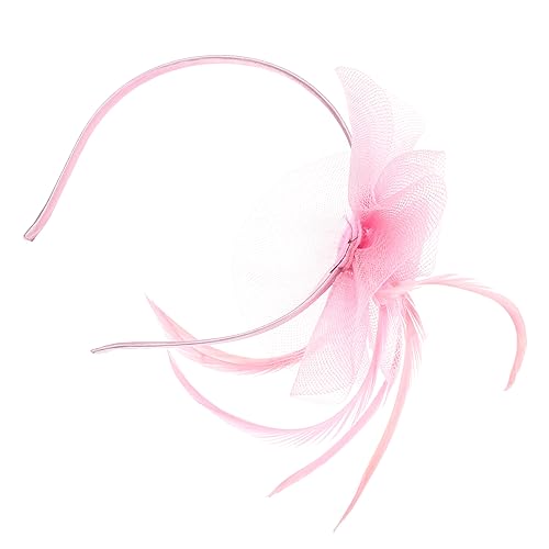 Homoyoyo Braut Mesh Netz Haarschmuck mit Federn Zartes Fascinator Kopfstück für Tanzparty Ball Cosplay und Festliche Anlässe Einstellbares Damen Haarband Rosa von Homoyoyo