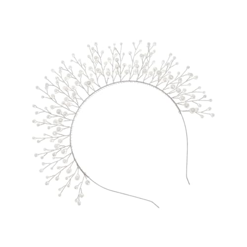 Homoyoyo Braut Perlen Haarreif Silber Hochzeits Haarband Leichtes Schmuck Accessoire für Brautschmuck Engagement und Festliche Anlässe Langlebiges Material Verblassen Stilvolles Design von Homoyoyo