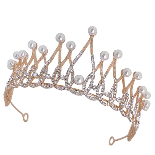 Homoyoyo Braut Tiara Krone Stirnband mit Strass Perlen Leichtes Langlebiges Zinklegierungs Haarreif Kleines Königliches Accessoire für Hochzeit Party Geburtstag Damen und Mädchen von Homoyoyo