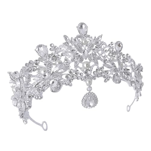 Homoyoyo Braut Tiara mit Funkelnden Strasssteinen Silberne Krone als Leichtes Hochzeits Haaraccessoire für Damen Einfach zu Tragen Vintage Stil für Hochzeit Party und Fotoshootings von Homoyoyo