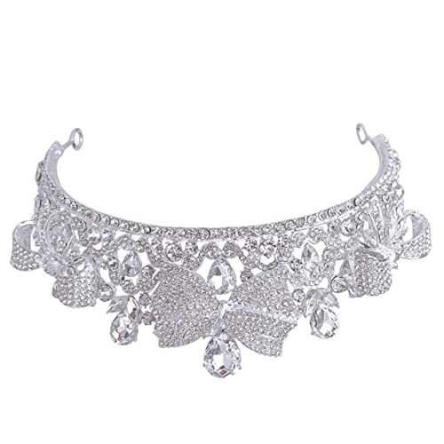 Homoyoyo Braut Tiara mit Funkelnden Strasssteinen Silberne Prinzessin Krone für Damen Hochzeit Geburtstag Junggesellinnenabschied Festlicher Haarschmuck Leicht Tragbar Hochwertiges von Homoyoyo