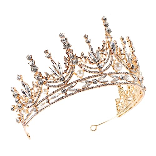 Homoyoyo Braut Tiara mit Perlen und Funkelnden Strasssteinen Leichter Halbrund Haarschmuck für Damen Stabile für Hochzeit und Festliche Anlässe von Homoyoyo