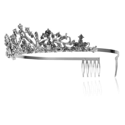 Homoyoyo Brautkrone mit Funkelnden Strasssteinen Damen Tiara Haarschmuck für Hochzeit Party und Abschlussball Vielseitiges Silbernes Stirnband Komfortabel und Robust für Festliche Anlässe von Homoyoyo