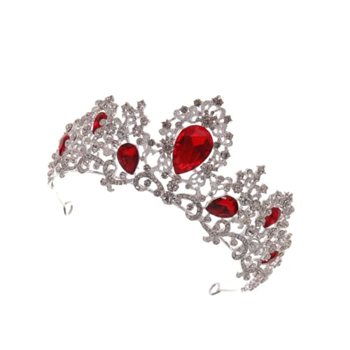 Homoyoyo Brautkrone mit Roten Strasssteinen Chic und Langlebig Modischer Haarschmuck für Hochzeit Party und Festliche Anlässe Damen Braut Zubehör mit Edlem Design von Homoyoyo