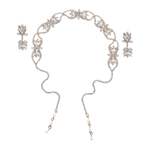 Homoyoyo Brautschmuck Set Strass Ohrhänger und Haarband für Damen Vielseitiges Accessoire für Hochzeit Abschlussball Party Komfortabel und Langlebig Modisch und Einfach Anzulegen von Homoyoyo