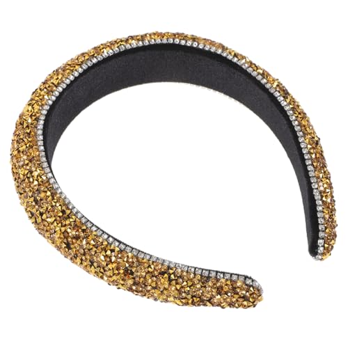 Homoyoyo Breites Gepolstertes Stirnband Damen mit Funkelnden Strasssteinen Modisches Statement haarreif in Gold Vielseitiges Haarschmuck accessoire für Party Hochzeit und Alltag von Homoyoyo