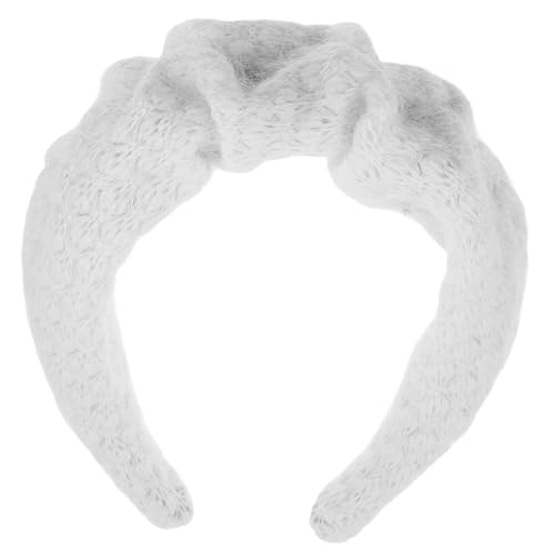 Homoyoyo Breites Gestricktes Damen Stirnband Vintage Stil mit Geknotetem Design Rüschendetails für Stabilen Sitz Modisches Haarband für Vielseitige Outfits und Feminine Looks von Homoyoyo