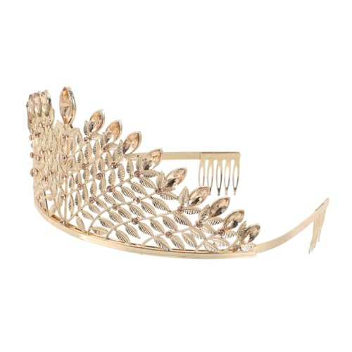 Homoyoyo Bridal Rhinestone Headband Tiara Krone aus Metall Champagnergold Haaraccessoires für Braut und Königin für Hochzeiten von Homoyoyo