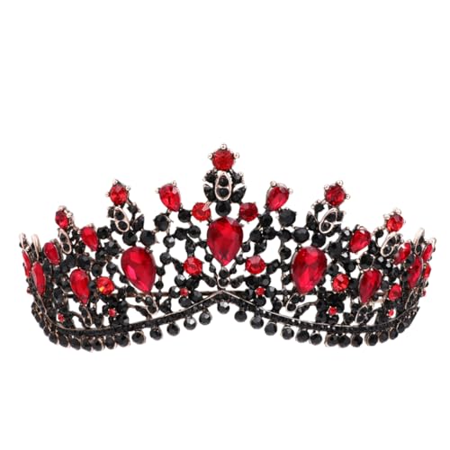Homoyoyo Bridal Tiara mit Strasssteinen Hochzeit Krone in Antikem Gold Schwarz und Rot Komfortabel Hautfreundlich Glitzerndes Schmuckstück für Braut und Besondere Anlässe von Homoyoyo