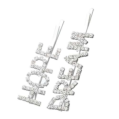 Homoyoyo Buchstaben Haarklammern mit Strassbesatz Silberne Bobby Pins für Frauen und Bräute Haarspangen für Partys Hochzeiten Abschlussfeiern Glänzende Haarschmuck Accessoires von Homoyoyo