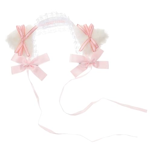 Homoyoyo Cat Ears Lace Headband Mit Schleife Süßes Lolita Haaraccessoire Für Tea Parties Cosplay Feiern Katzenohren-haarband Für von Homoyoyo