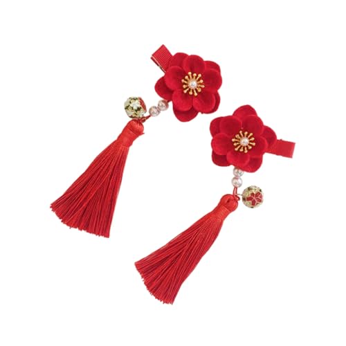 Homoyoyo Chinesischer Stil Quasten Haarspange Rote Haarklammern Elegant Einfache Anwendung Passend für Mädchen Alltäglicher Haarschmuck von Homoyoyo