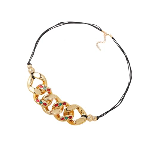 Homoyoyo Chunky Halskette Harz mit Lederband Lange Gliederkette für Frauen Stilvolles Statement für Besondere Anlässe Homoyoyo Chunky Halskette Harz mit Lederband Lange Gliederkette für Frauen Stilvolles Statement für Besondere Anlässe von Homoyoyo