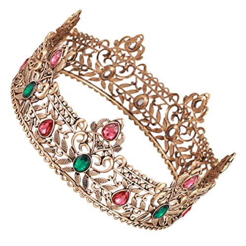Homoyoyo Crown Thrones Gold Kostüm Kostüme Mittelalterliche Verkleidung Barock Outfit Erwachsene Verkleidung König Prinz Cape Strass Accessoires Goldene Legierung von Homoyoyo