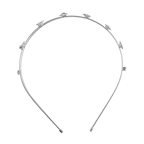 Homoyoyo Damen Braut Haarband mit Funkelnden Strasssteinen Doppellagiges Silber Stirnband Verstellbar Eleganter Haarschmuck für Hochzeit Partys und Besondere Anlässe Fünfblättriges Blumen von Homoyoyo