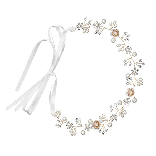 Homoyoyo Damen Haarband mit Verstellbarem Band Strasssteinen und Künstlichen Perlen Handgefertigte Blumenverzierung Stilvoller Haarschmuck für Hochzeit Party und Festliche Anlässe von Homoyoyo