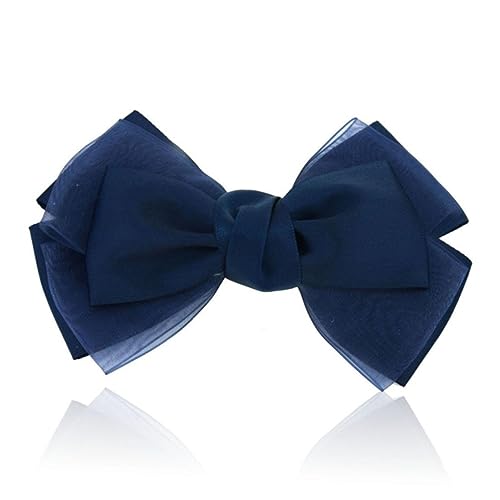 Homoyoyo Damen Haarklammer Schleifen Design aus Langlebiger Seide Dunkelblau mit Metallclip für Frauen und Mädchen Eleganter Haarschmuck Vielseitig Tragbar von Homoyoyo