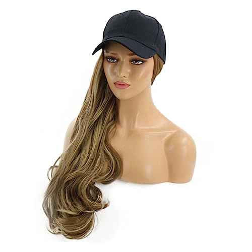 Homoyoyo Lange Lockige Damen-haarperücke Mit Hut Einteilige Perückenkappe Natürliches Kunstfaserhaar Einfach Zu Waschen Pflegen Für Halloween Konzerte Und Partys Farbverlauf Braun von Homoyoyo