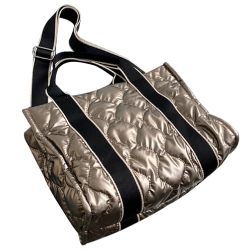 Homoyoyo Damen Handtasche Champagnerfarbe Wasserabweisend Leichte Baumwoll Tote für Freizeit Einkaufen Partys Tragbar Begleiterin von Homoyoyo