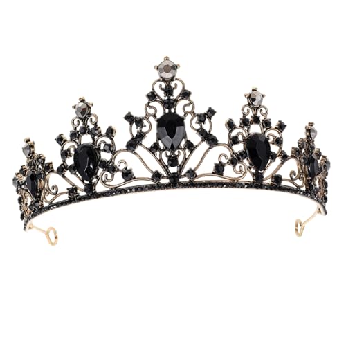 Homoyoyo Damen Krone Schwarz Vintage Stil Leichtes Material Komfortabel Tragbar Feine Dekoration für Hochzeit Geburtstag Party für Braut Festzug Kostüm und Fotoshooting von Homoyoyo