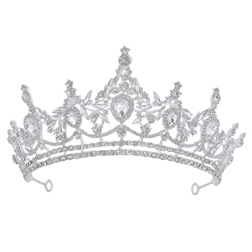 Homoyoyo Damen Krone aus Zinklegierung mit Funkelnden Strasssteinen Glänzendes Haarschmuck Diadem für Braut Hochzeit Bühnenauftritte Fotoshootings Silbernes Schmuck Accessoire von Homoyoyo