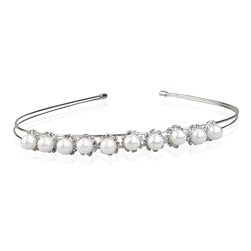 Homoyoyo Perlenstirnband Für Braut Tiara-stirnband Für Frauen Haarband Mit Strass Hochzeit Kopfbedeckung Blumen Und Perlen Dekoriert Langlebige Hartlegierung von Homoyoyo