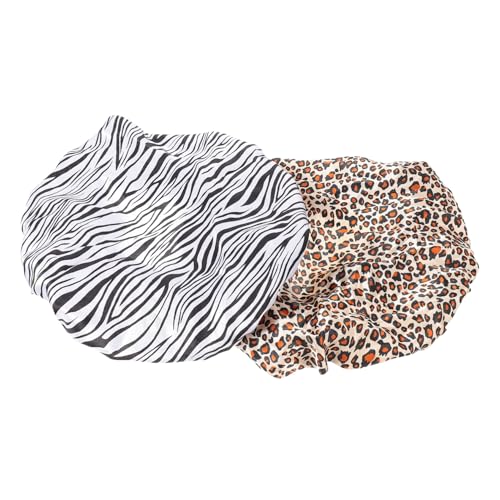 Homoyoyo Damen Satin Schlafhaube mit Blumen Spitze Elastische Haarkappe für Nacht und Reise Atmungsaktiv Wärmend Modisch in Zebra und Gold Leopard Teiliges von Homoyoyo
