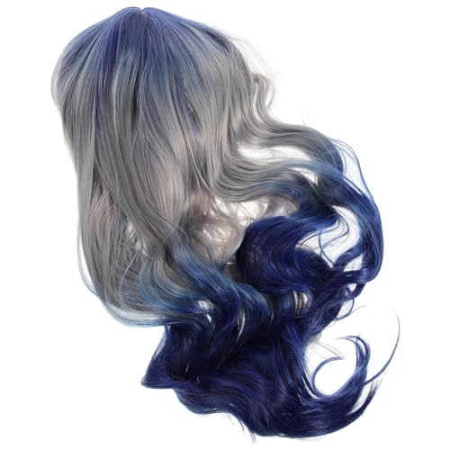 Homoyoyo Damen Vollkopf Perücke Lang Gewellt Lockig Synthetisch Farbverlauf Blau Modisch Weich für Alltag Party Cosplay von Homoyoyo