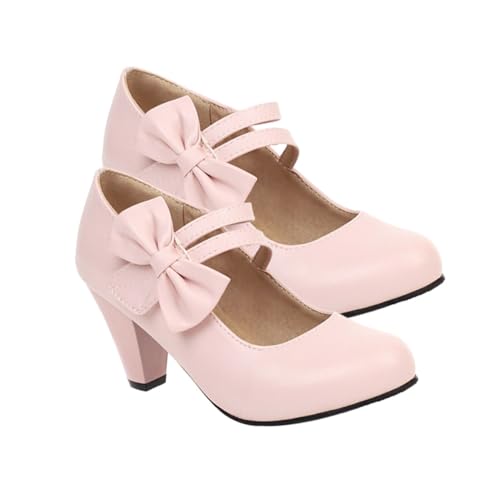 Homoyoyo Damenschuhe mit Schleifen Design PU Material Robuster Blockabsatz Komfortabel und Langlebig für Besondere Anlässe Wie Partys und Hochzeiten Stilvoll und Vielseitig Kombinierbar von Homoyoyo