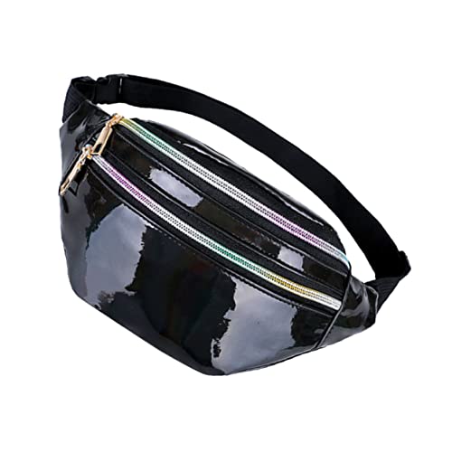Homoyoyo Schwarze Brusttasche Glänzende Damen-taillentasche Multifunktionale Tragbare Hüfttasche Praktische Aufbewahrungstasche Für Handy Geldbörse Und Ausweis von Homoyoyo