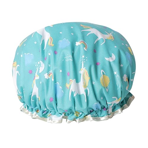 Homoyoyo Duschhut Badehut Küchenhut Mit Blauem Einhorn Design Für Damen Zum Duschen Kochen Spa Und Haarschutz von Homoyoyo