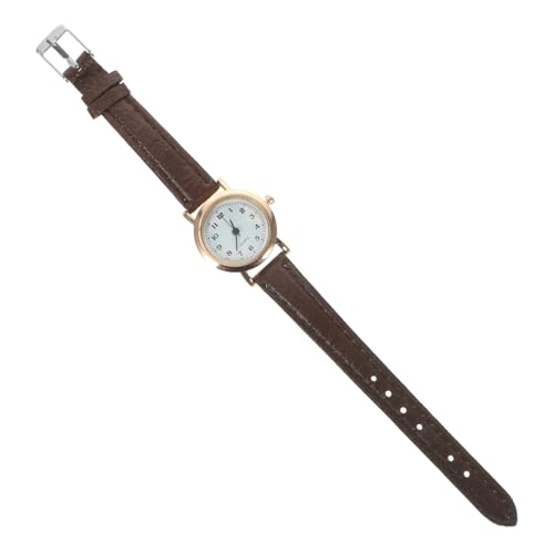 Homoyoyo Einfache Damenuhr Minimalistische Digitale Armbanduhr mit Lederarmband Elegant für Damen Braunes Band Weißes Ziffernblatt von Homoyoyo