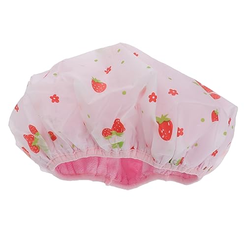 Homoyoyo Doppelschichtige Erdbeer Gedruckte Duschhaube Für Frauen Elastisch Schnell Trocknend Für Badezimmer Und Spa Wiederverwendbar von Homoyoyo