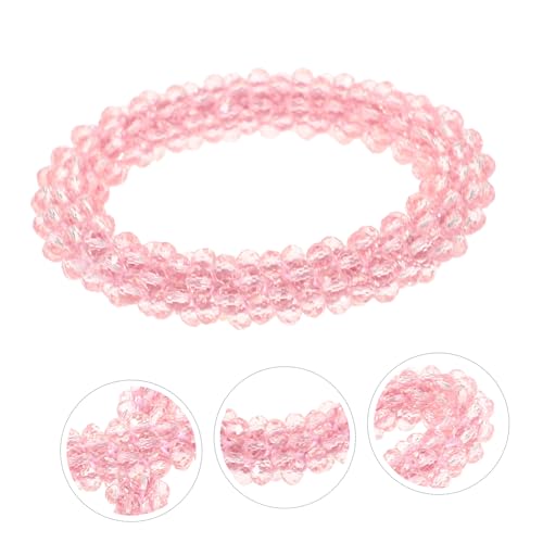 Homoyoyo Elastisches Pailletten Haargummi mit Glitzer Strass Weicher Pferdeschwanzhalter für Mädchen Dekorativer Hautschonender Haarschmuck Multifunktionaler Haarbinder und Armband in Rosa von Homoyoyo