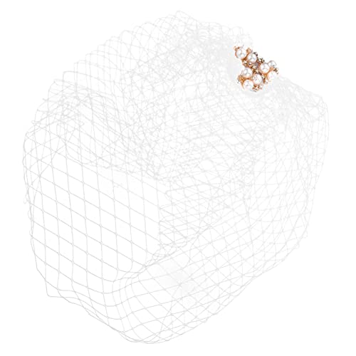 Homoyoyo Eleganter Brautfascinator Weiß mit Perlenbesatz Leichtes Netzstoff Haaraccessoire für Damen Hochzeit Haarschmuck Modischer Kopfschmuck für Festliche Anlässe von Homoyoyo