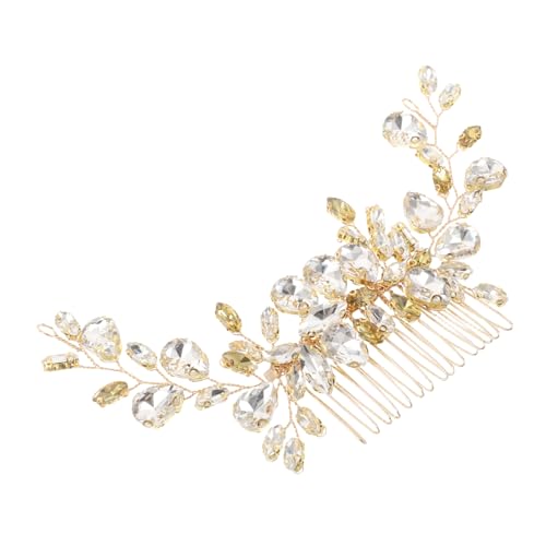 Homoyoyo Eleganter Goldfarbener Haarkamm mit Funkelnden Strasssteinen Seitliches Steckdesign Langlebiges Material Brautschmuck für Hochzeiten Brautjungfern und Festliche Anlässe von Homoyoyo