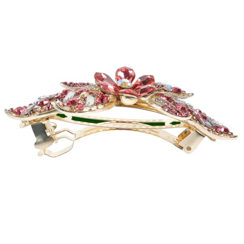 Homoyoyo Eleganter Haarklammer mit Strasssteinen Blumen design Robuste Metallfeder Glänzende Haarspange für Damen und Mädchen Vielseitig für Partys Hochzeit Alltag Festlicher Schmuck von Homoyoyo