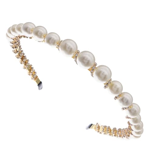 Homoyoyo Eleganter Perlen haarreif Damen Haarband für Hochzeit Party Braut Schmuck Handgefertigt Chic Haarschmuck Geschenk Weißes Perlen stirnband Mädchen Accessoire von Homoyoyo