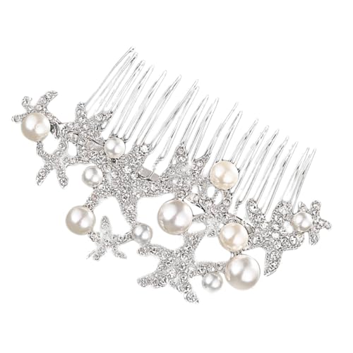 Homoyoyo Eleganter Silberfarbener Haarkamm mit Strass und Perlen Meerestern design Brautschmuck für Hochzeit Festliche Anlässe Einfach zu Befestigen Stilvolle Kopfschmuck dekoration Homoyoyo Eleganter Silberfarbener Haarkamm mit Strass und Perlen Meerestern design Brautschmuck für Hochzeit Festliche Anlässe Einfach zu Befestigen Stilvolle Kopfschmuck dekoration von Homoyoyo