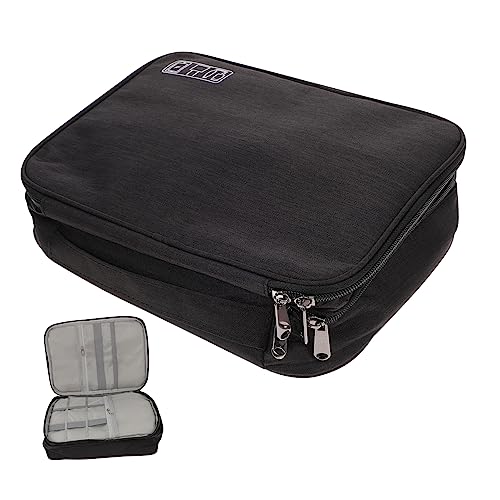 Homoyoyo Elektronische Reisetasche Dreilagiger Organizer für Elektronische Zubehörteile Wasserdichter Schockabsorbierender Aufbewahrungsbehälter für Kabel USB Handy und Mehr Schwarz von Homoyoyo
