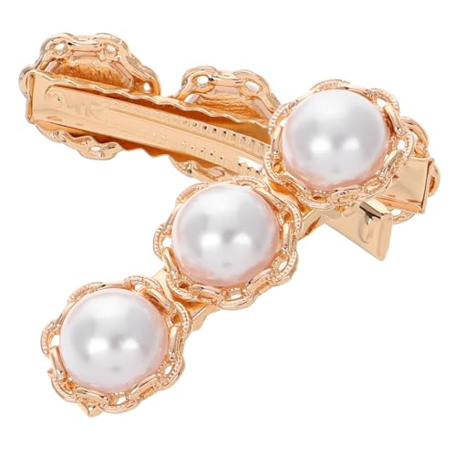 Homoyoyo Entenschnabel-haarnadel Haarspangen Für Damen Haarklammern Zum Styling Perlenhaarspangen Für Frauen Haarspangen Für Mädchen Perlhaar Barrette Perlenclips Zinklegierung Golden von Homoyoyo