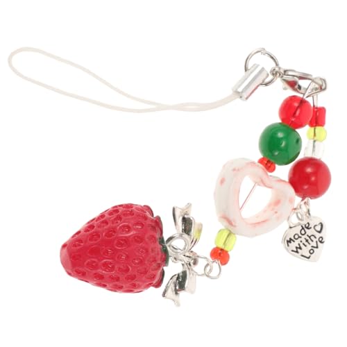 Homoyoyo Erdbeer-anhänger Für Handy Mit Schleife Ästhetischer Handytaschen-charm Cartoon-frucht-dekor Schlüsselanhänger Taschenanhänger Beere-accessoire Für Damen von Homoyoyo