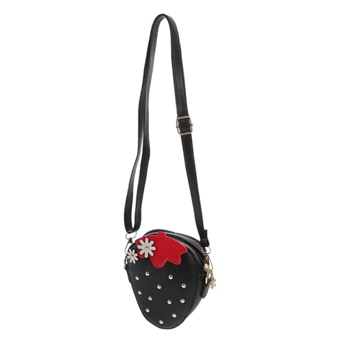 Homoyoyo Erdbeer-Kuriertasche Mini-Umhängetasche Erdbeerbaum erdbeerförmige Tasche Erdbeer-Clutch-Geldbörse erdbeer Tasche Erdbeertüten Pu Black von Homoyoyo