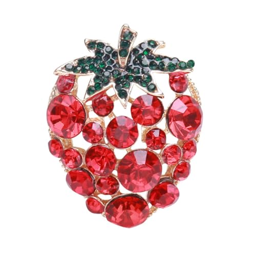 Homoyoyo Erdbeerbrosche Für Damen Kreative Reversnadel Mit Funkelnden Strasssteinen Modisches Kleidungsabzeichen Für Jacken Schals Accessoires Für Einen Frischen Look von Homoyoyo