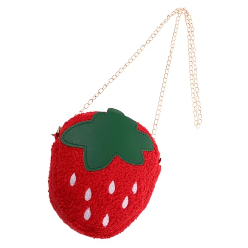 Homoyoyo Strawberry Shape Crossbody Bag Für Mädchen Weiche Plüschige Umhängetasche Im Kawaii-Stil Für Kleine Mädchen Für Besondere Anlässe von Homoyoyo