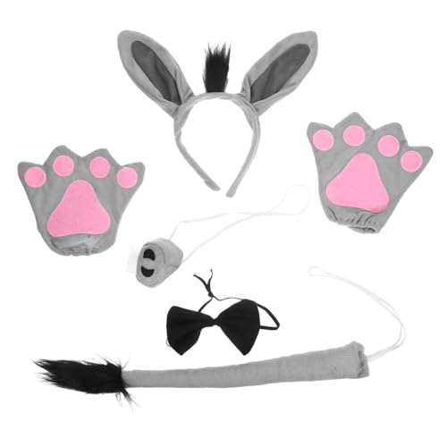 Homoyoyo Esel Kostüm Set Plüsch Ohren Haarreif mit und Handschuhe Bequemes Tiercosplay Zubehör für Fasching Party und Verkleidung Hochwertige Formstabile Materialqualität von Homoyoyo