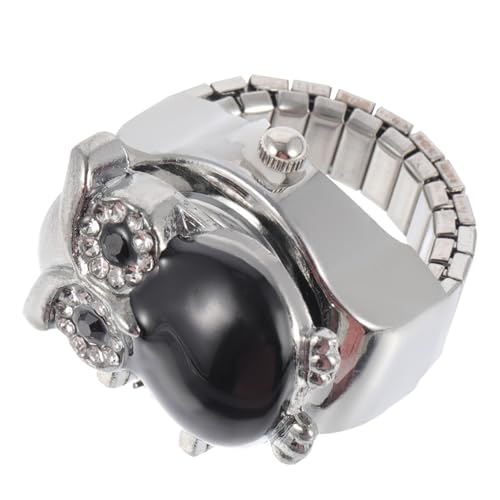 Homoyoyo Eulenringuhr Retro Uhr Mit Tierring Quarzringförmige Uhr Vintage Fingeruhr Ringuhr Für Frauenfinger Ringuhr Mit Eulendesign Eulenmuster-ringuhr Ringuhren Schwarz Zinklegierung von Homoyoyo