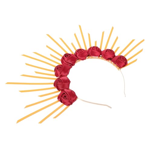 Homoyoyo Extravaganter Rosenkranz Haarreif mit Strahlenkrone Damen Haarschmuck für Halloween Cosplay Blumendeko Braut Kopfschmuck Party Bühnenauftritt von Homoyoyo