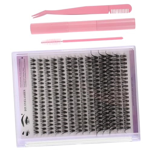 Homoyoyo Eyelash Extension Kit mit Individuellen Synthetischen Wimpernbüscheln Sanfter Entferner DIY für Voluminöse Natürliche Wimpernverlängerung zu Hause Pinkes Etui von Homoyoyo