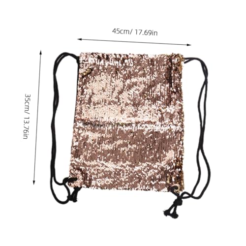 Homoyoyo Fashion Glitzer Rucksack Damen Einstellbarer Drawstring Backpack Für Outdoor-aktivitäten Tanz Reisen Und Strand Stylish Und Einzigartig Champagner-Gold von Homoyoyo